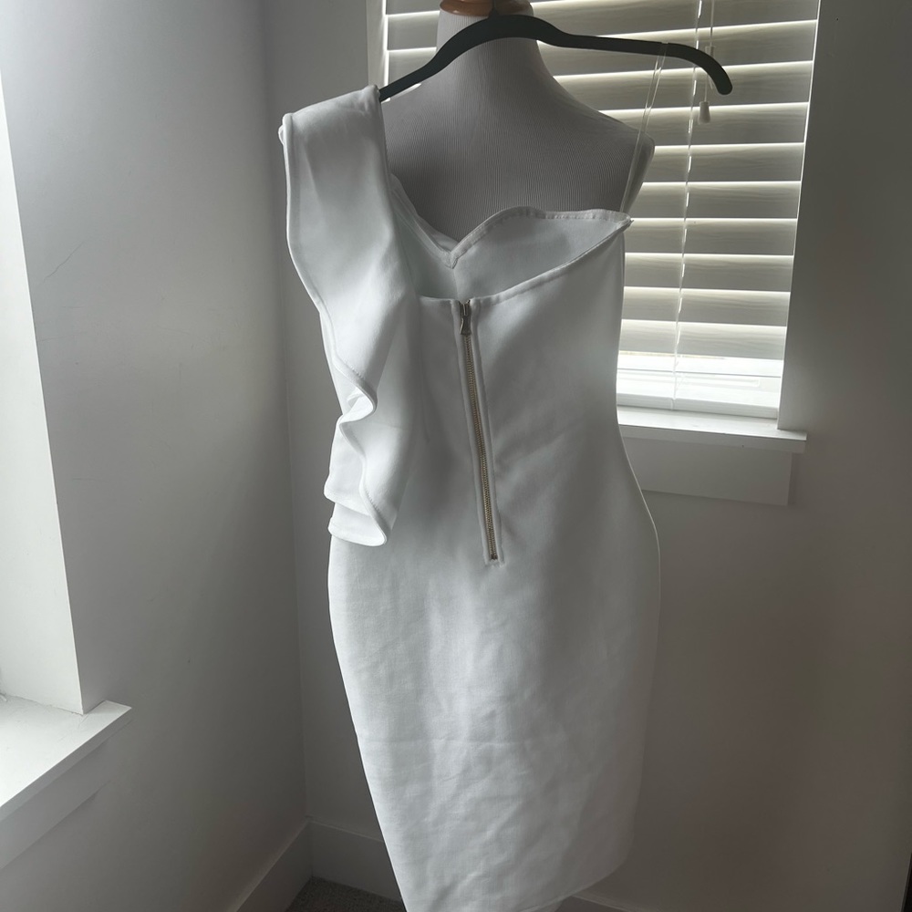 White Bodycon Ruffle Dress - Picture 2 of 2